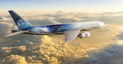 The Boeing 2022 ecoDemonstrator will test 30 technologies to enhance safety and sustainability. Shown here, the 2022 ecoDemonstrator – a Boeing-owned 777-200 ER (Extended Range) — after its livery was painted in San Bernardino, Calif., in June. The Boeing 2022 ecoDemonstrator will test 30 technologies to enhance safety and sustainability. Shown here, the 2022 ecoDemonstrator – a Boeing-owned 777-200 ER (Extended Range) — after its livery was painted in San Bernardino, Calif., in June.