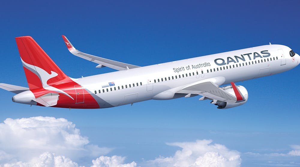 Airbus A321XLR, in Qantas livery.