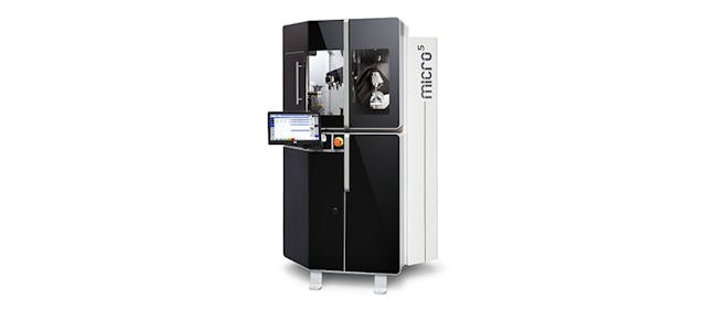The compact Micro5 has a 5:1 ratio of machine to workpieces, and consumes less energy than conventional systems. It offers high static stiffness, repeatability of 0.5 &mu;m, and target accuracy of 2 &mu;m &ndash; plus thermal stability, high dynamic rigidity, and acceleration of 2 g.