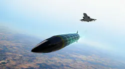 Concept image of a stand-in attack weapon fired from an F-35 jet.