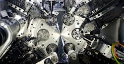 CNC machine spindle head, close-up. CNC machine spindle head, close-up.