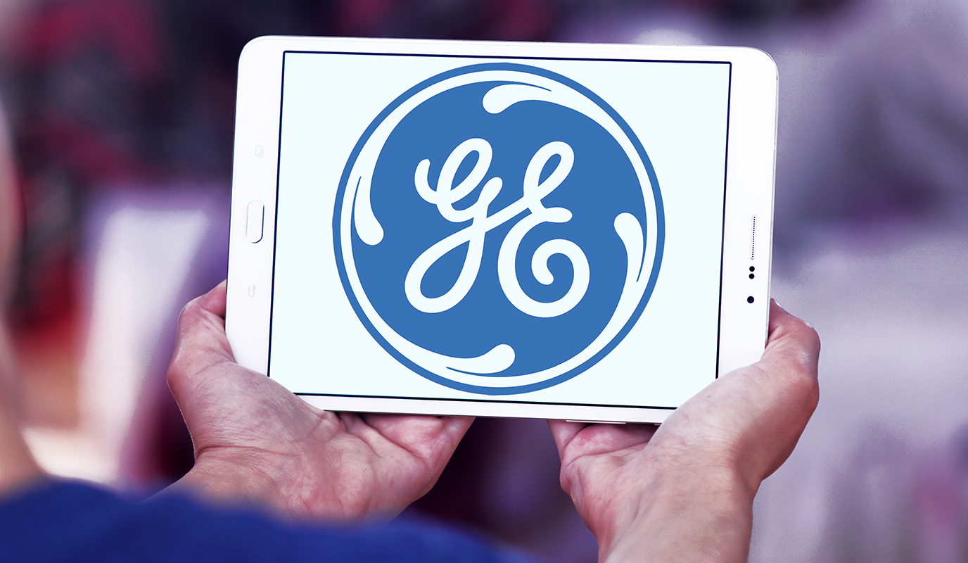 General electric logo displayed on a Samsung tablet.