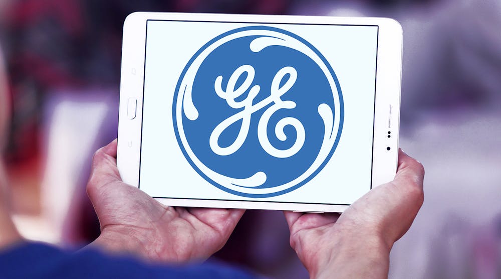 General electric logo displayed on a Samsung tablet.