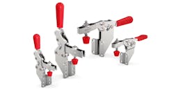 Four new designs for horizontal and vertical toggle-lock manual clamps. Four new designs for horizontal and vertical toggle-lock manual clamps.