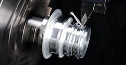 The VBGT-AL insert finish profiling an N1 aluminum cylindrical bar. The VBGT-AL insert finish profiling an N1 aluminum cylindrical bar.