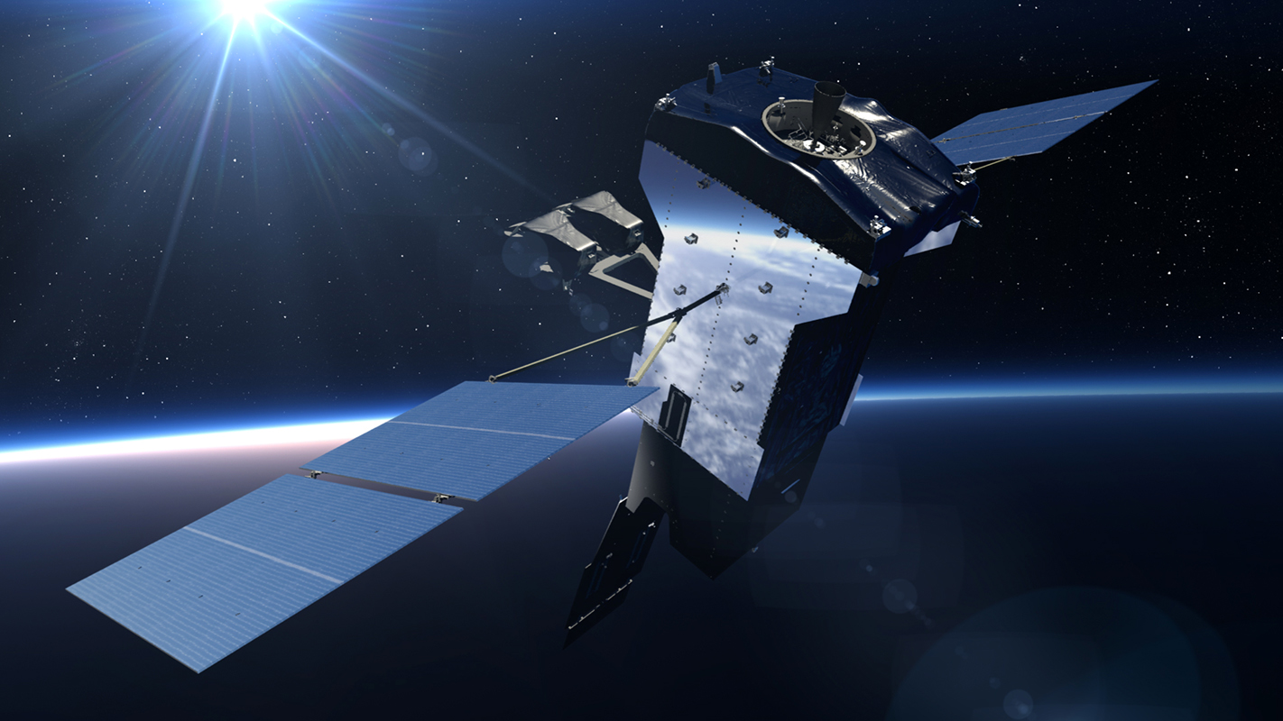 A Geosynchronous Earth Orbit satellite, part of a constellation of satellites for the Space Based Infrared System (SBIRS.)