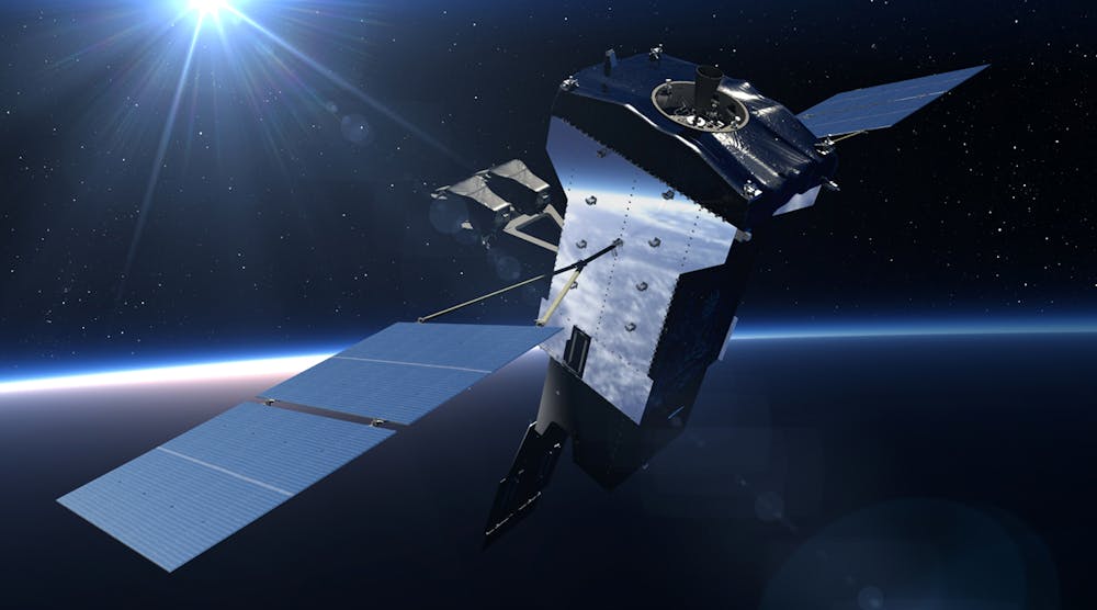 A Geosynchronous Earth Orbit satellite, part of a constellation of satellites for the Space Based Infrared System (SBIRS.)
