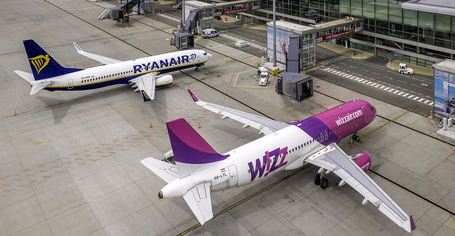 Boeing 737, Airbus A320 at the Wroclaw airport, Poland.
