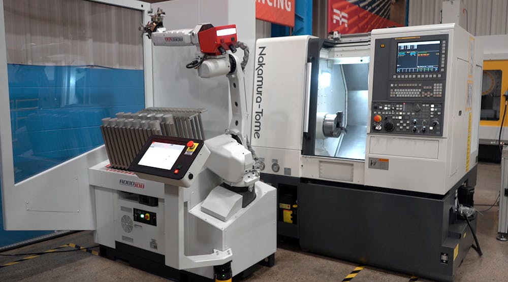 Nakamura-Tome turning center with Turn-Assist semi-collaborative automation by RoboJob.