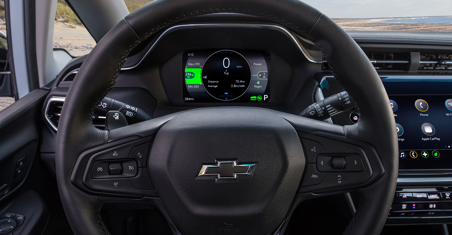 A 2022 Chevrolet Bolt EV dashboard.