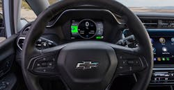 A 2022 Chevrolet Bolt EV dashboard. A 2022 Chevrolet Bolt EV dashboard.