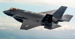 USAF F-35A in flight. USAF F-35A in flight.