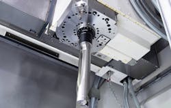 The VT1000EX spindle is “extraordinarily powerful” with a 55-kW maximum power, maximum torque of 5,310 Nm, and thrust of 30 kN on the X and Z axes. The VT1000EX spindle is “extraordinarily powerful” with a 55-kW maximum power, maximum torque of 5,310 Nm, and thrust of 30 kN on the X and Z axes.