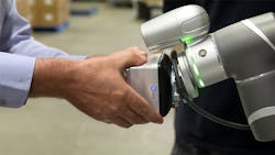 The OnRobot “One-System Solution” allows any OnRobot end-of-arm tool to interface with any leading robot arm through a unified mechanical and electrical interface. The OnRobot “One-System Solution” allows any OnRobot end-of-arm tool to interface with any leading robot arm through a unified mechanical and electrical interface.