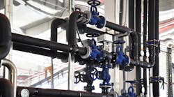 Valves in a factory where the pressure system is controlled.