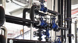 Valves in a factory where the pressure system is controlled. Valves in a factory where the pressure system is controlled.
