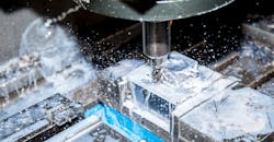 Greenleaf-360 high-performance end mill in action, with coolant. Greenleaf-360 high-performance end mill in action, with coolant.