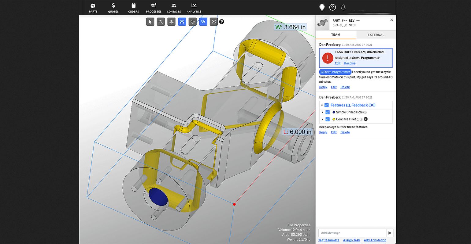 The Paperless Parts platform helps users reduce the time it takes to build accurate quotes, share files securely, collaborate with customers and teammates more simply, and eliminate manual data entry steps.