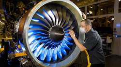 Maintenance on Pratt & Whitney Canada’s PW800 turbofan engine.