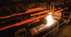Steel billets at torch cutting. Steel billets at torch cutting.