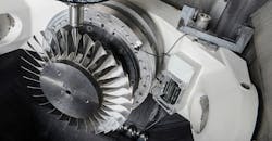 The 5G Edge Computing Device (right) with vibration sensor, integrated into a blisk milling process for adaptive control. The 5G Edge Computing Device (right) with vibration sensor, integrated into a blisk milling process for adaptive control.