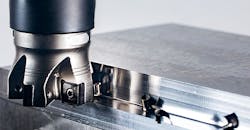 The new 9-mm MaxiMill 491 insert has eight usable cutting edges, a precise 90°profile, and a nickel-coated tool body. The new 9-mm MaxiMill 491 insert has eight usable cutting edges, a precise 90°profile, and a nickel-coated tool body.