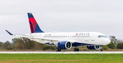 Delta Air Lines A220 jet. Delta Air Lines A220 jet.