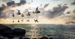 A concept illustration of the DEFIANT-X coaxial helicopter proposed for the U.S. Army’s Future Long-Range Assault Aircraft. A concept illustration of the DEFIANT-X coaxial helicopter proposed for the U.S. Army’s Future Long-Range Assault Aircraft.