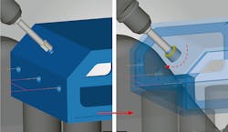 New “2.5D Back Boring” strategy in hyperMILL® 2023 reliably avoids collisions when inserting and retracting tools on the back side of a hole. New “2.5D Back Boring” strategy in hyperMILL® 2023 reliably avoids collisions when inserting and retracting tools on the back side of a hole.