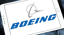 Tablet with Boeing logo.