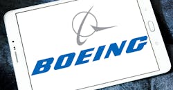 Tablet with Boeing logo. Tablet with Boeing logo.