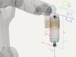 SprutCAM Tech’s Robot Calibration mobile app measures the positions of various points on the tool and using these measurements to calculate the position of the TCP. SprutCAM Tech’s Robot Calibration mobile app measures the positions of various points on the tool and using these measurements to calculate the position of the TCP.