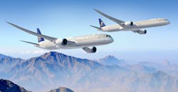 Saudi Arabian Airlines is one of two carriers to book orders for 39 new 787 Dreamliners, part of KSA’s plan to grow its international air-travel business. Saudi Arabian Airlines is one of two carriers to book orders for 39 new 787 Dreamliners, part of KSA’s plan to grow its international air-travel business.
