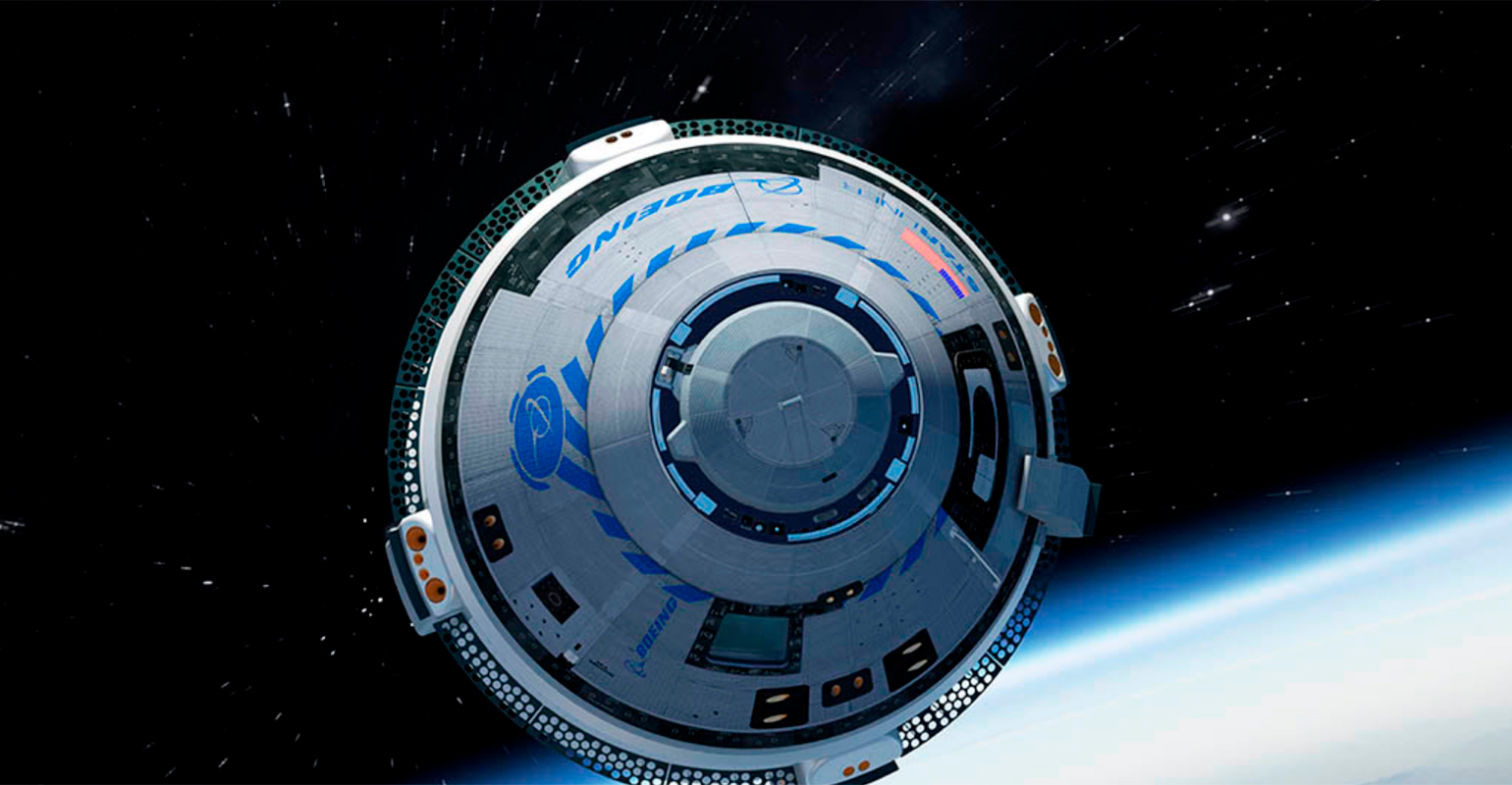 Illustration of Boeing&rsquo;s CST-100 Starliner space capsule.