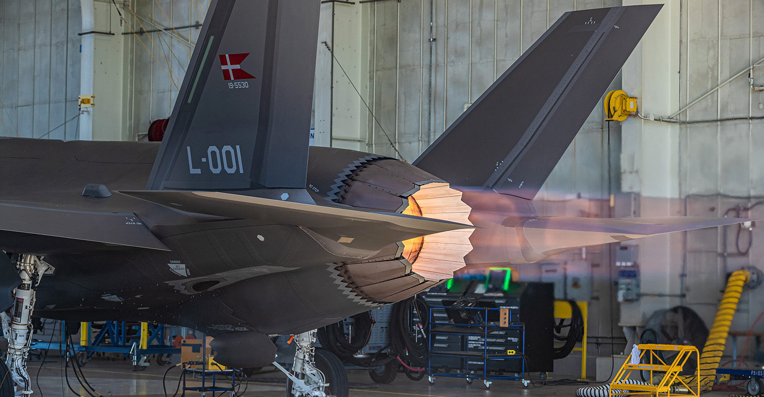 F-135 engine installed on an F-35A in service with the Royal Danish Air Force.