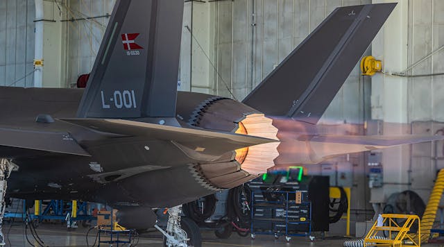 F-135 engine installed on an F-35A in service with the Royal Danish Air Force.