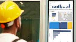 A ScreenCloud communication monitor in a manufacturing plant. A ScreenCloud communication monitor in a manufacturing plant.
