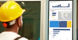 A ScreenCloud communication monitor in a manufacturing plant. A ScreenCloud communication monitor in a manufacturing plant.