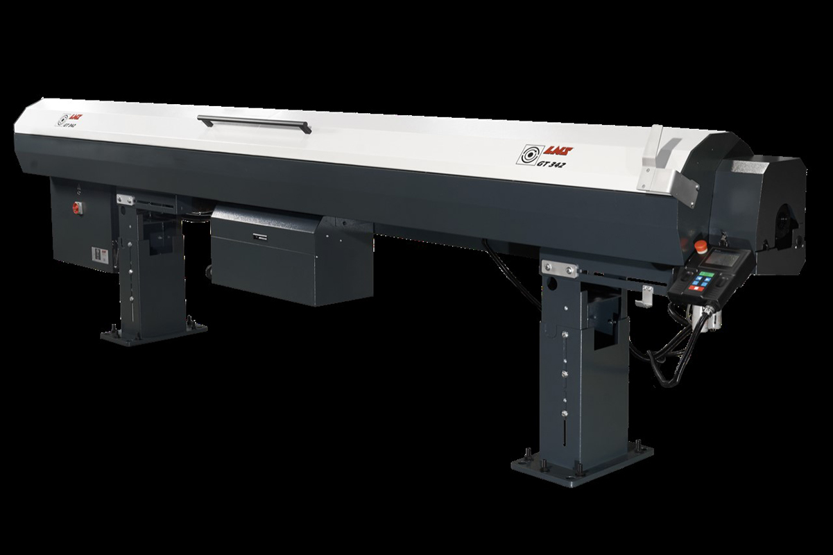 The LNS GT 342 automatic magazine bar feeder with a patented guiding system.