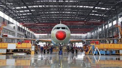 The Airbus A320 final assembly line at Tianjin, China.