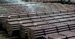 Steel bars stored in a warehouse. Steel bars stored in a warehouse.