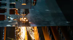 A fiber laser cutting machine controlled by a CNC program system.