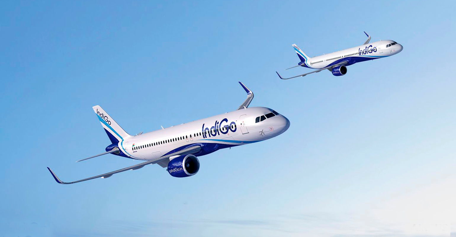Airbus A320 aircraft, IndiGo livery.
