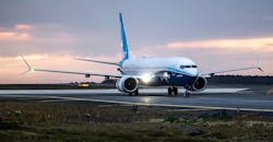 Boeing’s largest single-aisle airplane - the 737-10 - completed its first international landing, arriving in Iceland on its way to the Farnborough International Airshow, July 2022. Boeing’s largest single-aisle airplane - the 737-10 - completed its first international landing, arriving in Iceland on its way to the Farnborough International Airshow, July 2022.