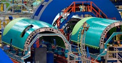 Fuselage assembly at Spirit AeroSystems. Fuselage assembly at Spirit AeroSystems.