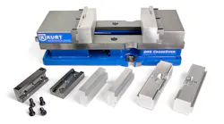 Kurt DX6 with CARVESMART master jaws and machined aluminum jaw extrusions.