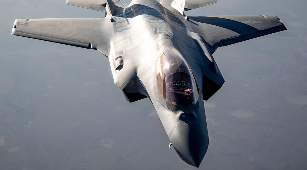 A U.S. Air Force F-35A Lightning II flies over Israel in support of exercise Enduring Lightning III, Oct. 12, 2020. The United States and Israeli air forces train to maintain a ready posture to deter against regional aggression while forging strategic partnerships across the U.S. Central Command and U.S. European Command areas of responsibility.