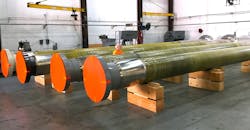 Forged marine engine shafts, precision-machined by Bender CCP in Vernon, Calif. Forged marine engine shafts, precision-machined by Bender CCP in Vernon, Calif.