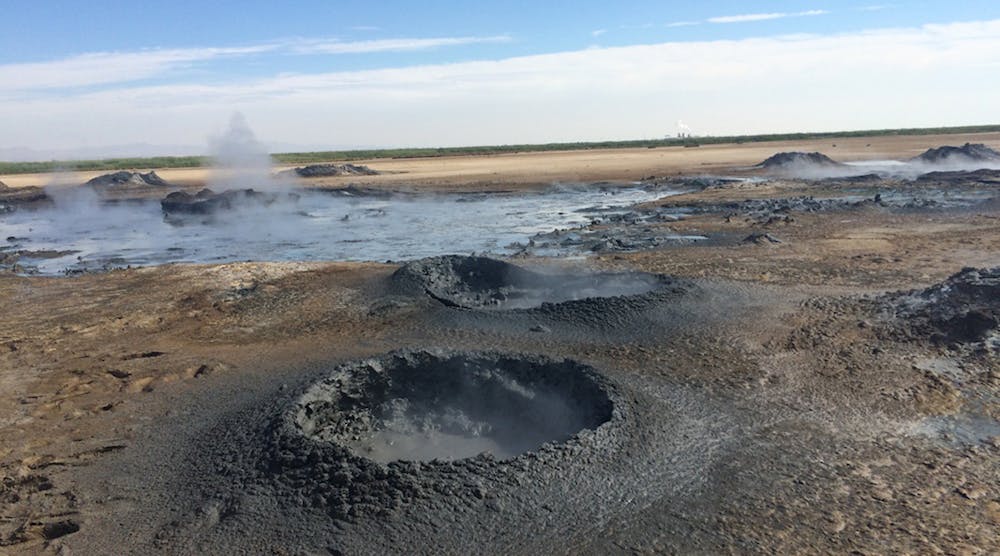 Thermal mud pits at Controlled Thermal Resources&rsquo; project site at the Salton Sea, in California. The Hell&rsquo;s Kitchen project will recover lithium from geothermal brines, using renewable energy and steam to produce battery-grade lithium.