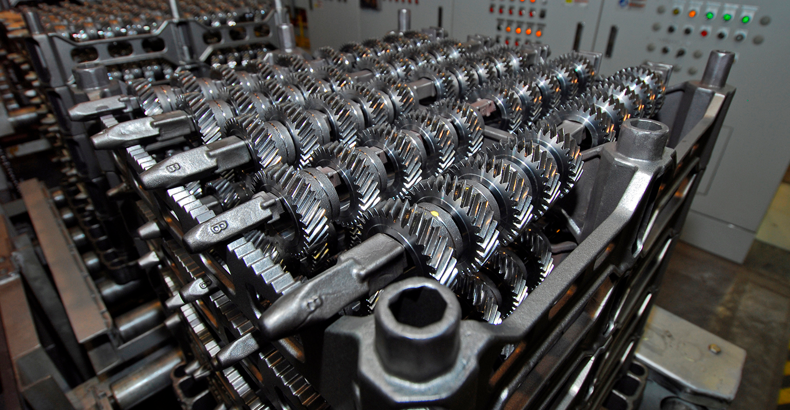 Machined automotive transmission gears.